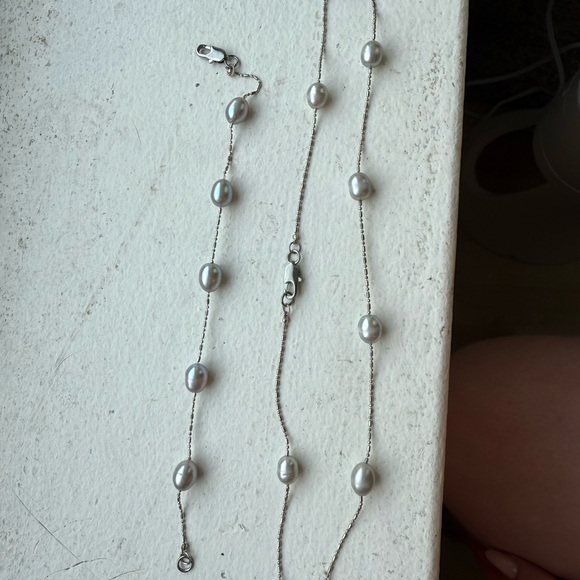 Elegant Silver Pearl Necklace and Bracelet- 16 Total Pearls